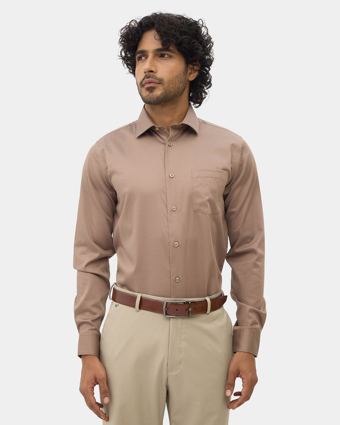 Beige Solid Shirt - Sylvia