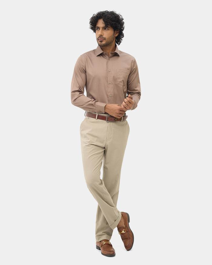 Beige Solid Shirt - Sylvia