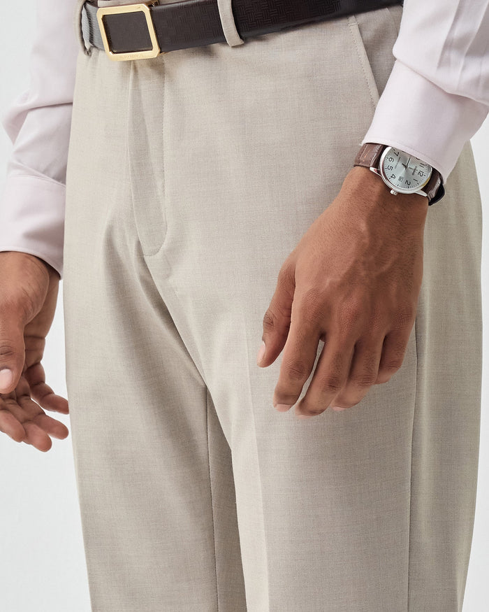 Beige Solid Trouser - Donny