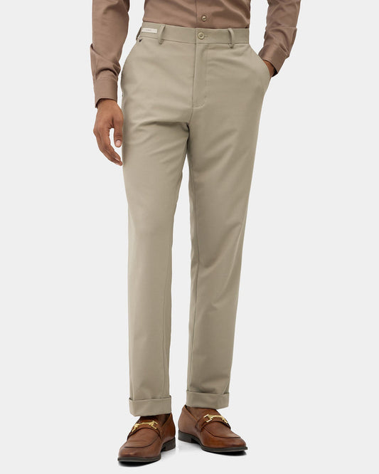 Beige Solid Trouser - Tony