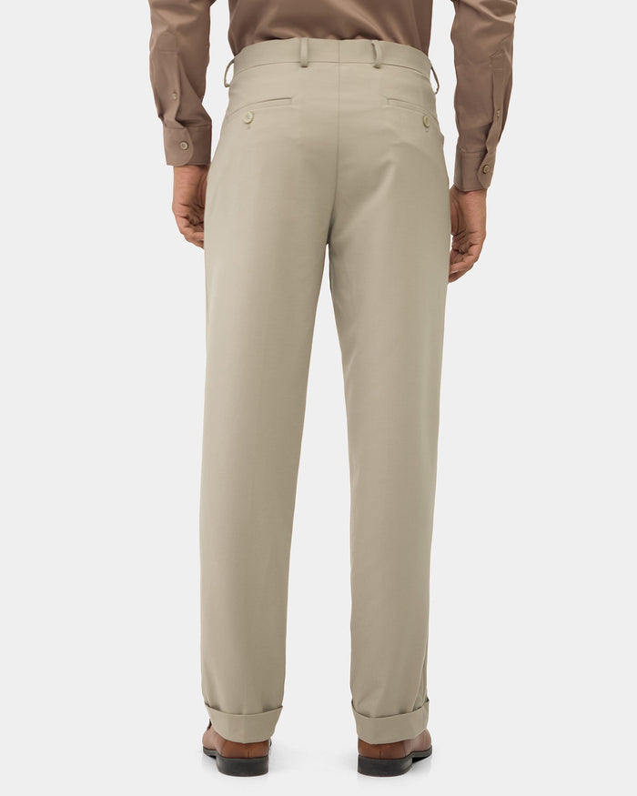 Beige Solid Trouser - Tony