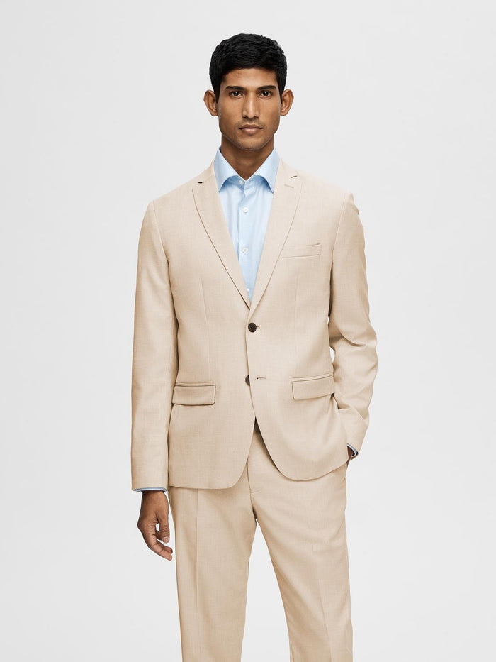Beige Structured Suit-Set Blazer