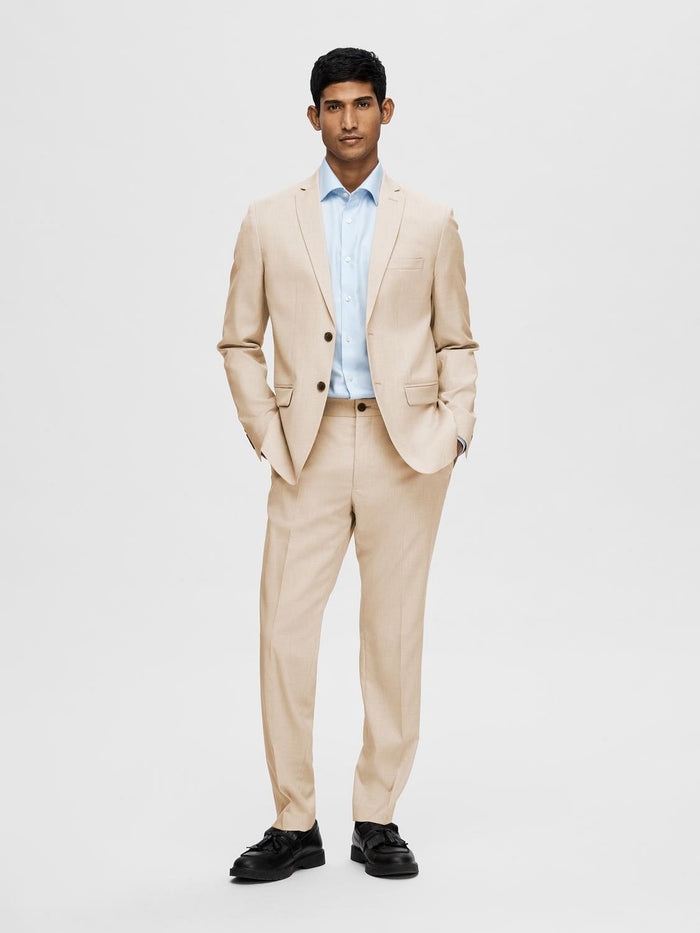 Beige Structured Suit-Set Blazer