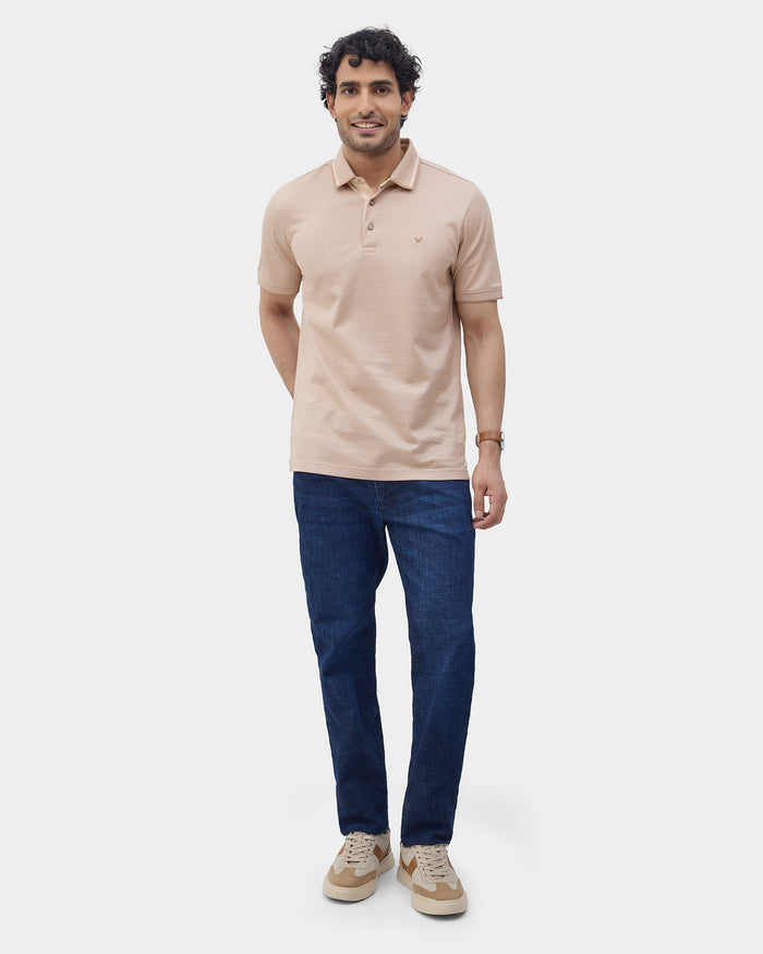 Beige Textured Polo - Bomi