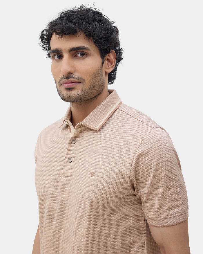Beige Textured Polo - Bomi
