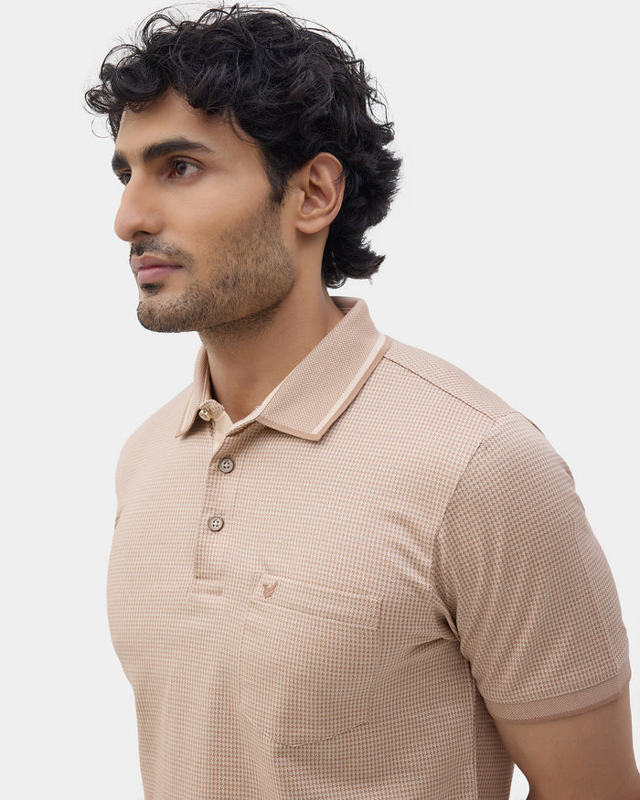 Beige Textured Polo - Bomi