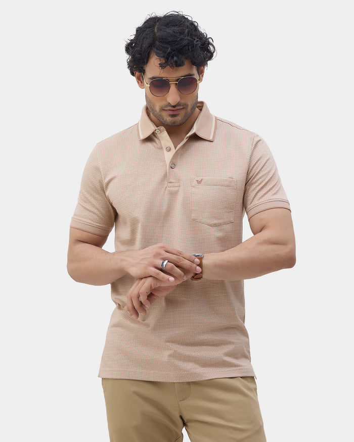Beige Textured Polo - Bomi