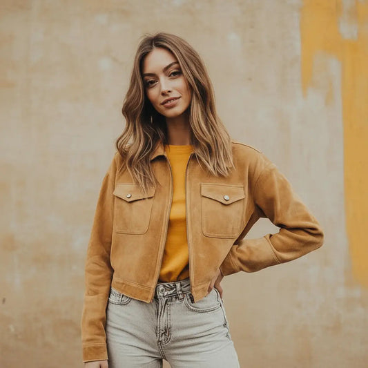 Bella Jacket Tan - Nappa Suede