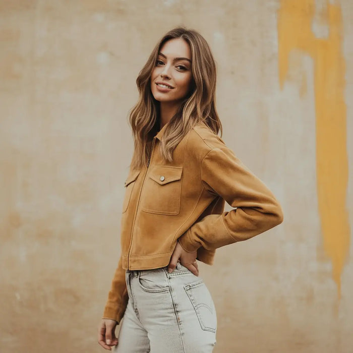 Bella Jacket Tan - Nappa Suede