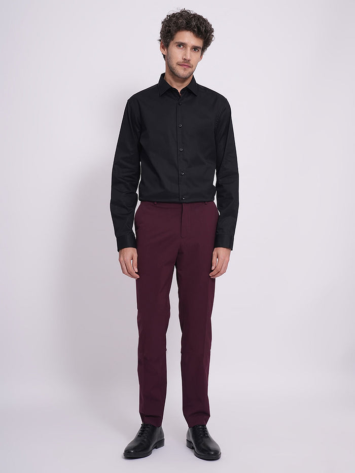 Black Cotton Slim Fit Formal Shirt