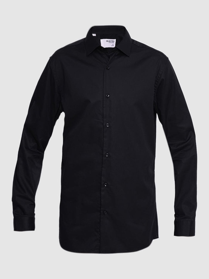 Black Cotton Slim Fit Formal Shirt