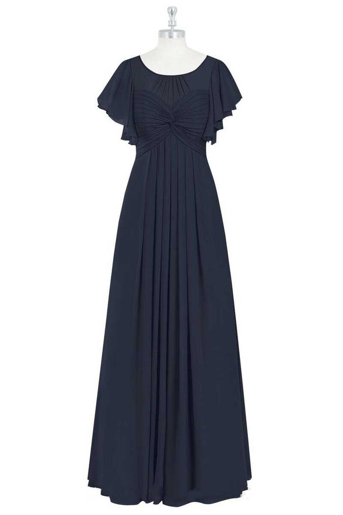 Black Crew Neck Ruffled A-Line Bridesmaid Dress