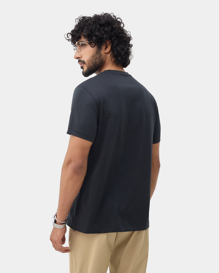 Black Crew Neck Solid T-Shirt - Ginjiro