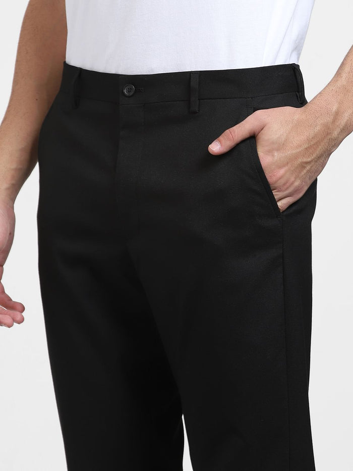 Black Mid Rise Formal Suit-Set Trousers