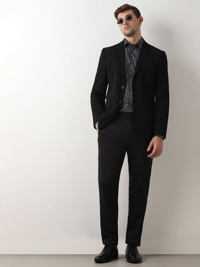 Black Mid Rise Knitted Trousers