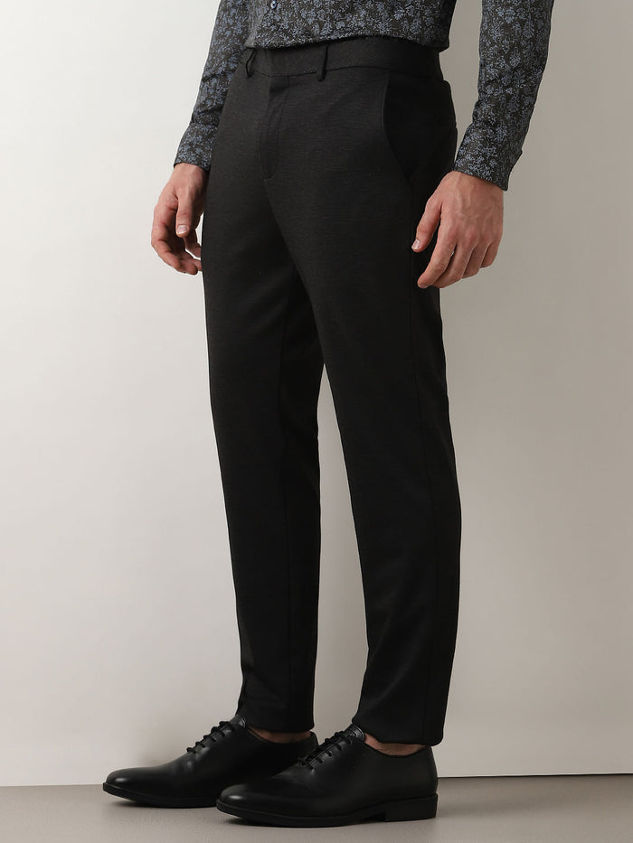Black Mid Rise Knitted Trousers