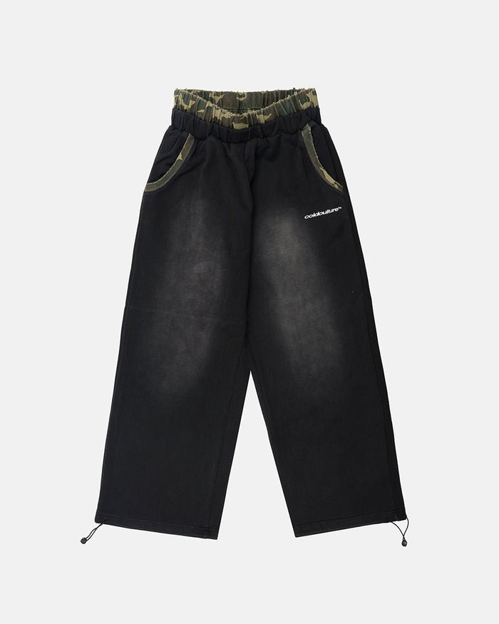 BLACK OPS SWEATPANTS BLACK - washed black sweatpants, flat lay - Cold Culture