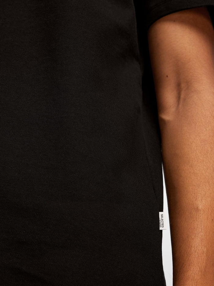 Black Pique Crew Neck T-shirt