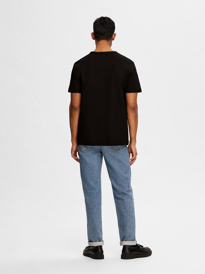 Black Pique Crew Neck T-shirt