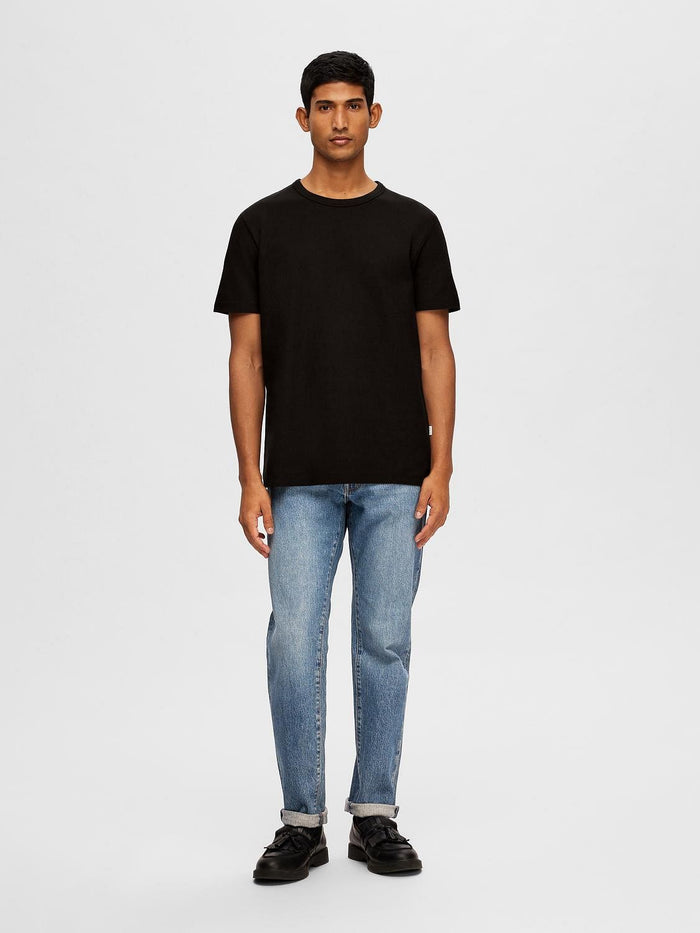 Black Pique Crew Neck T-shirt