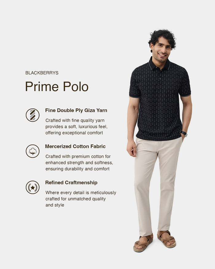 Black Printed Polo - Kima