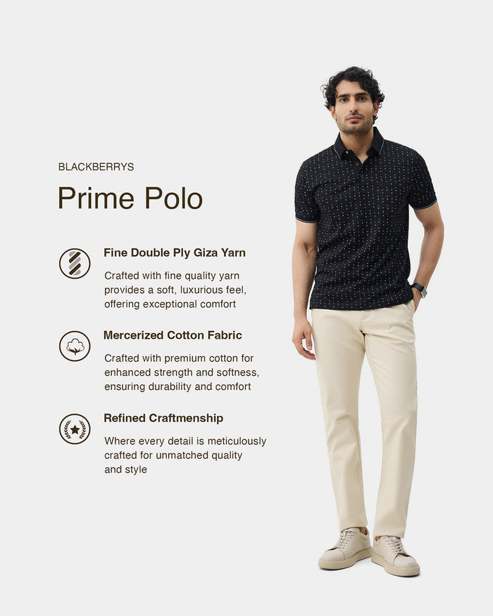 Black Printed Polo - Kima