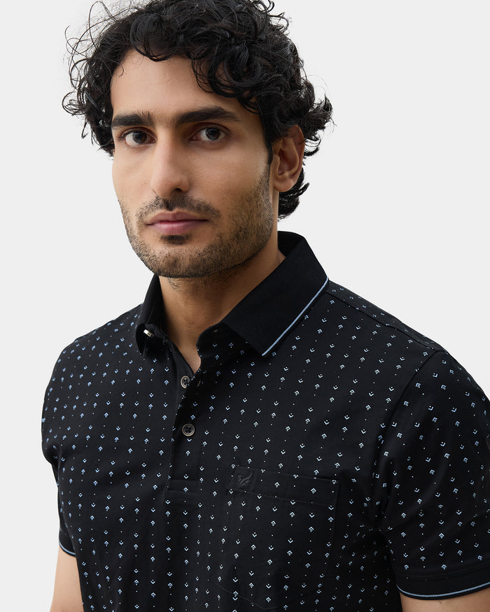 Black Printed Polo - Kima