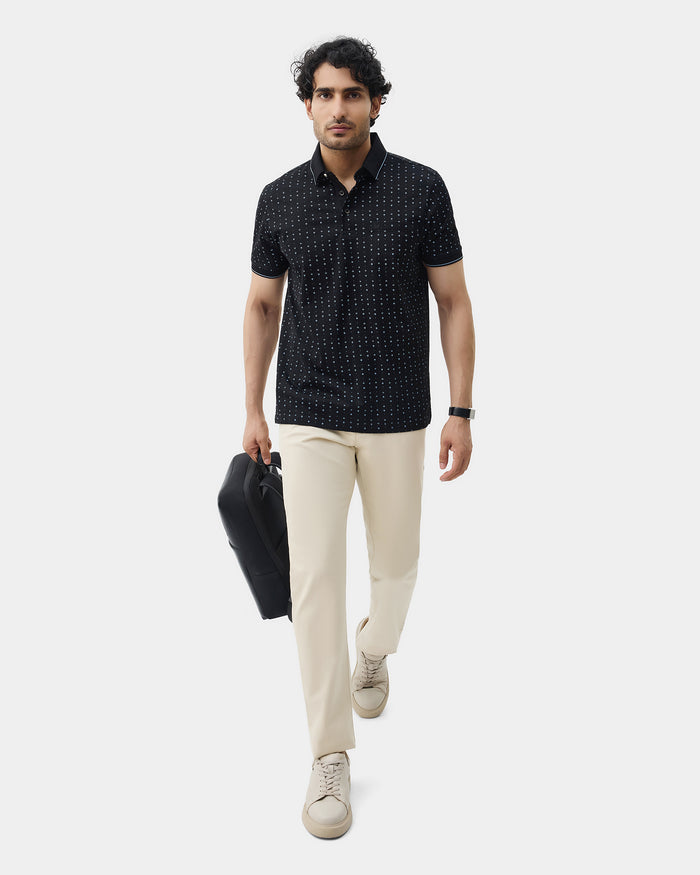 Black Printed Polo - Kima