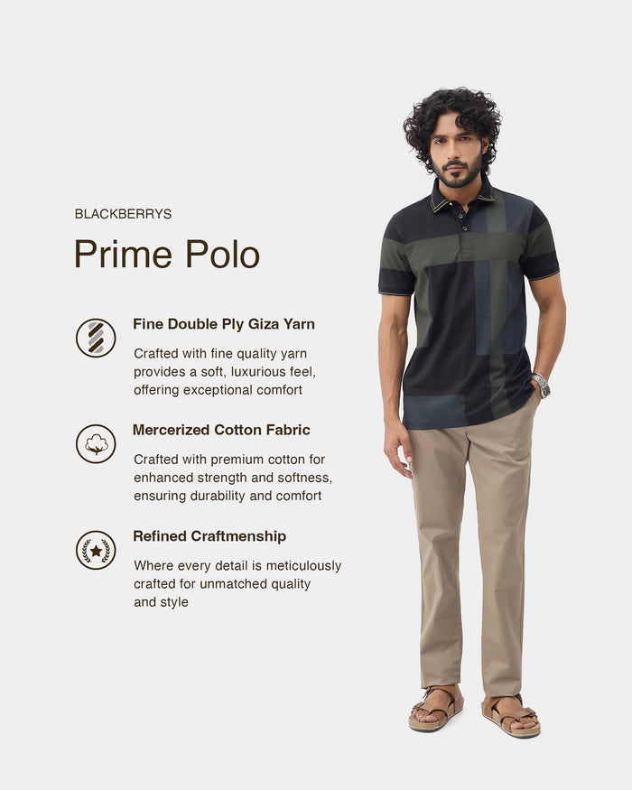 Black Printed Polo - Muki