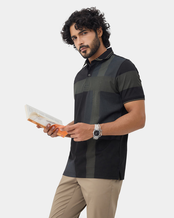 Black Printed Polo - Muki