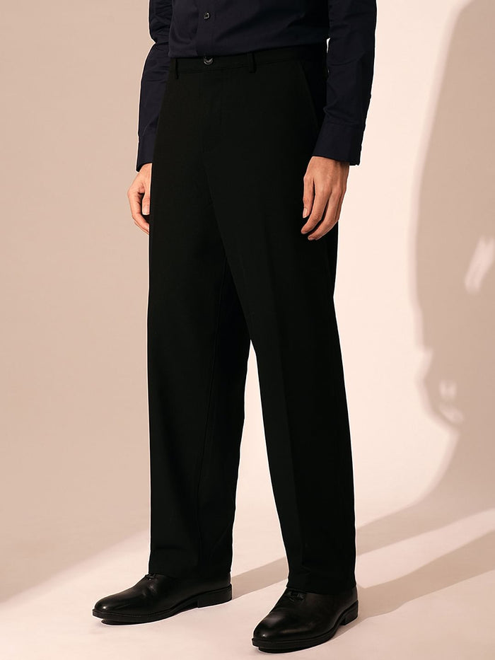 Black Relaxed Fit Tailored Trousers