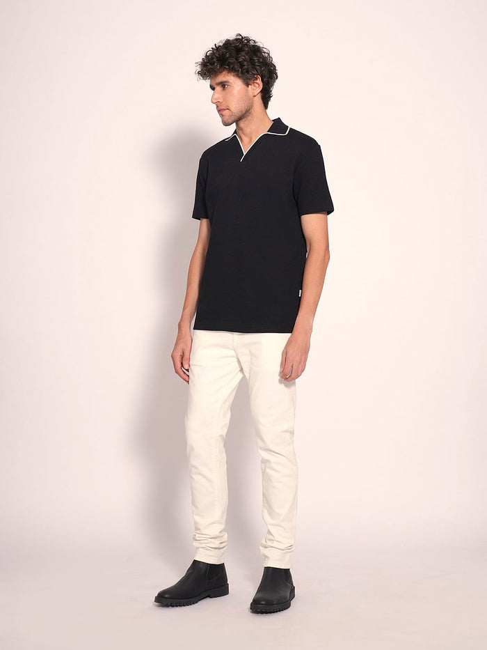 Black Split Neck Polo