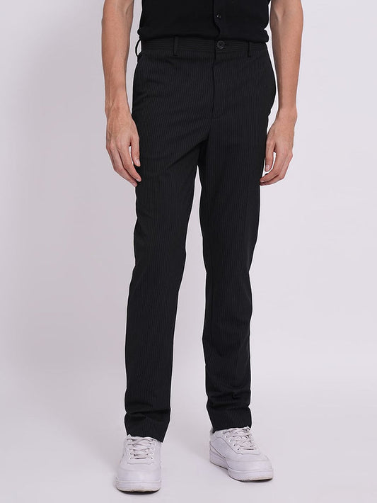 Black Striped Cotton Pants