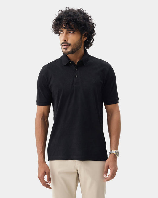 Black Textured Polo - Min Jun