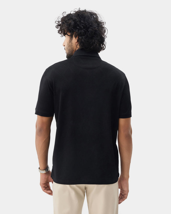 Black Textured Polo - Min Jun