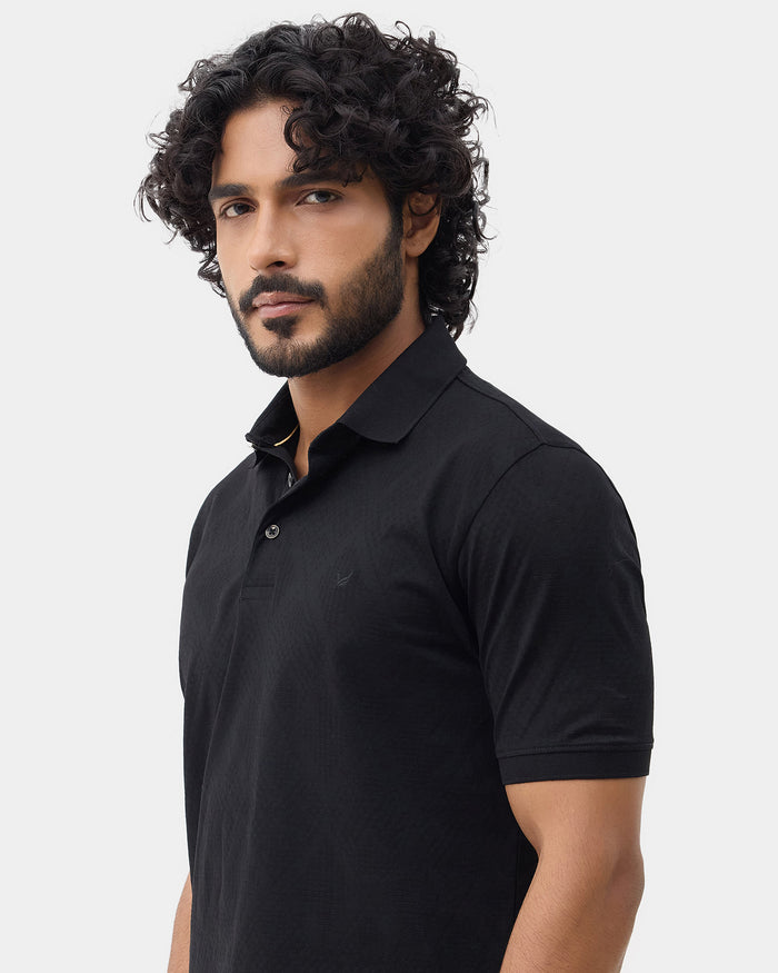 Black Textured Polo - Min Jun
