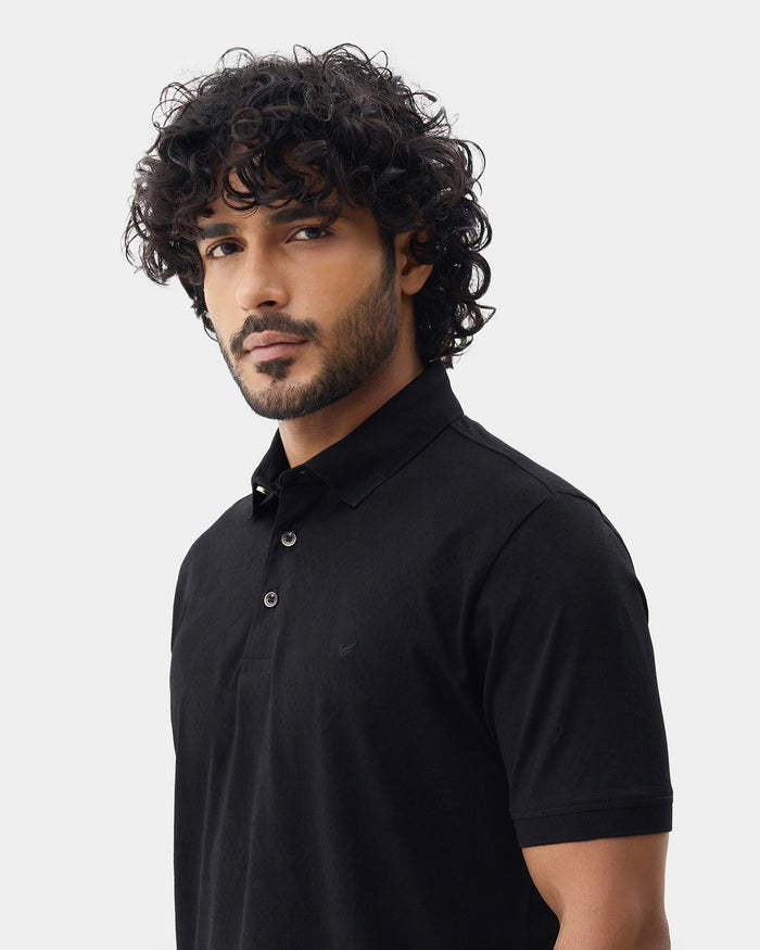 Black Textured Polo - Min Jun