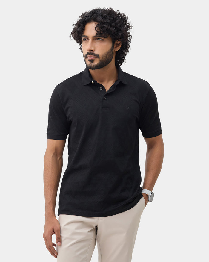 Black Textured Polo - Min Jun