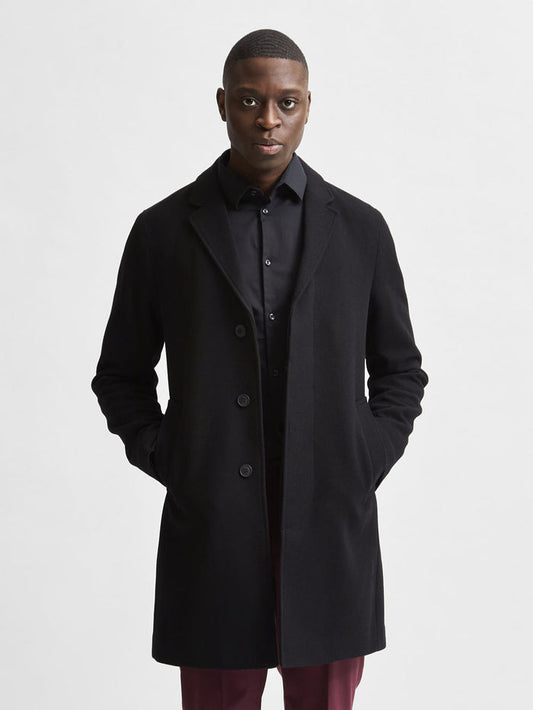 Black Woollen Long Coat