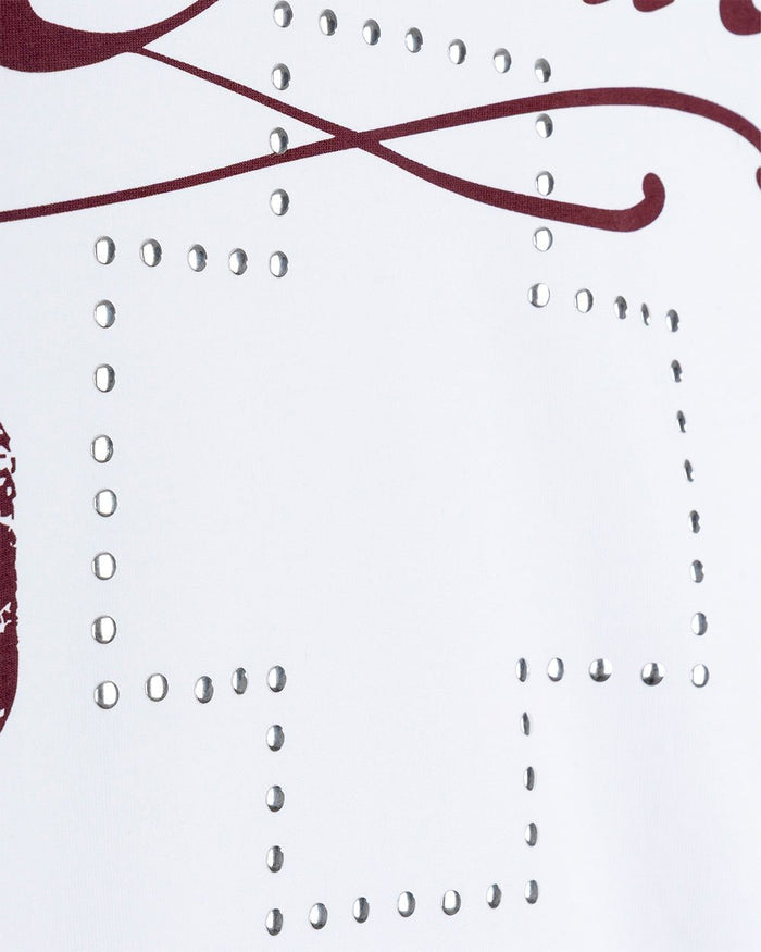 BLESSINGS LONGSLEEVE WHITE - white script print longsleeve tee, detail close-up - Cold Culture
