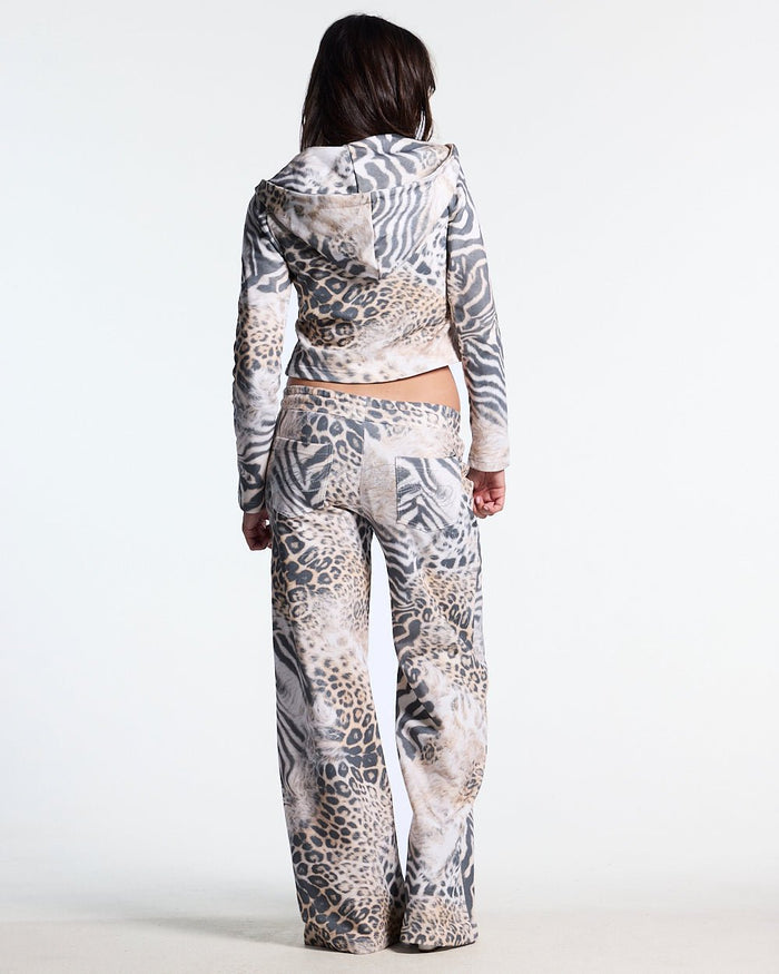 BLING SWEATPANTS LEOPARD - leopard print sweatpants, back view on female model - Cold Culture
