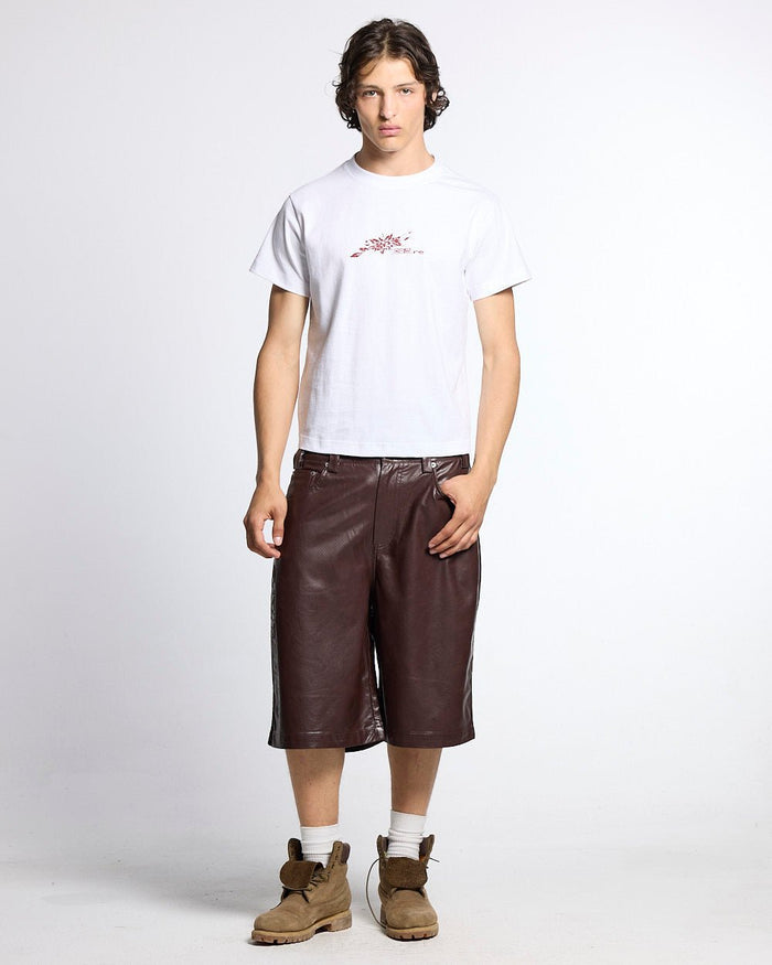 BLOOM TEE WHITE - white floral print tee, front view on male model - Cold Culture
