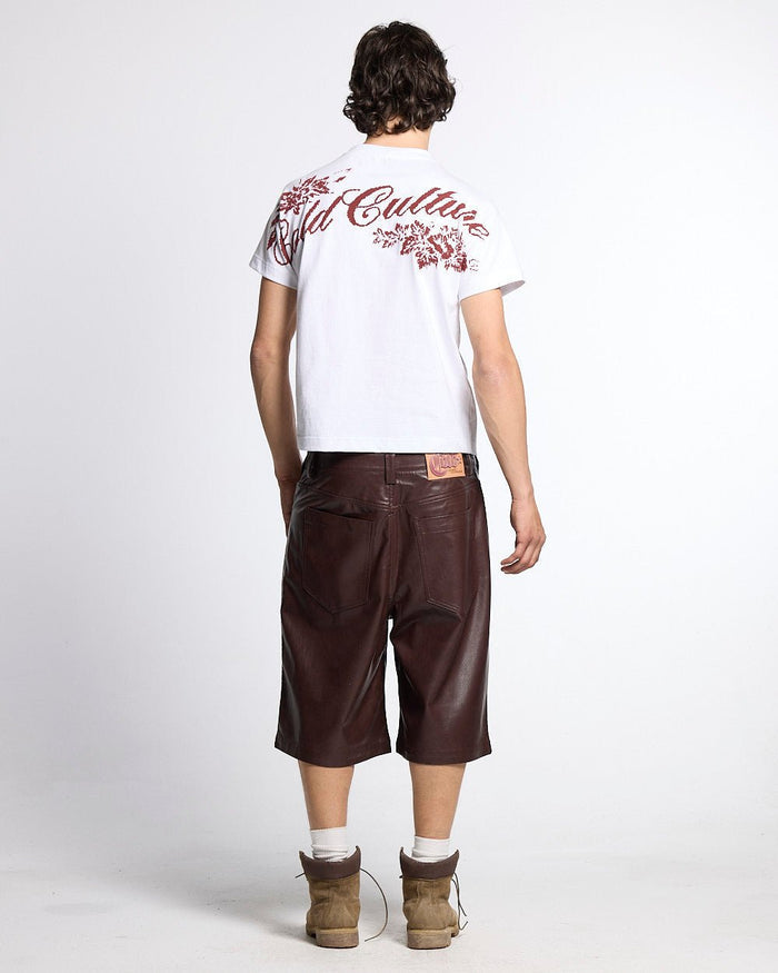 BLOOM TEE WHITE - white floral print tee, back view on male model - Cold Culture