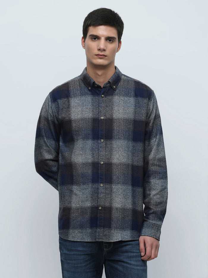 Blue Flannel Check Full Sleeves Shirt