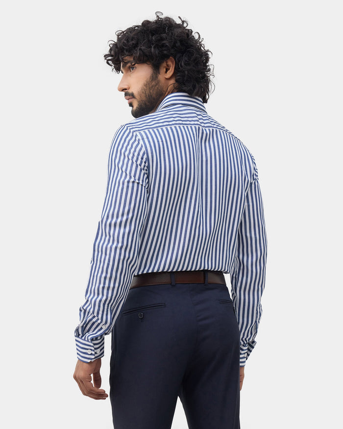 Blue Linen Stripe Shirt - Kylen