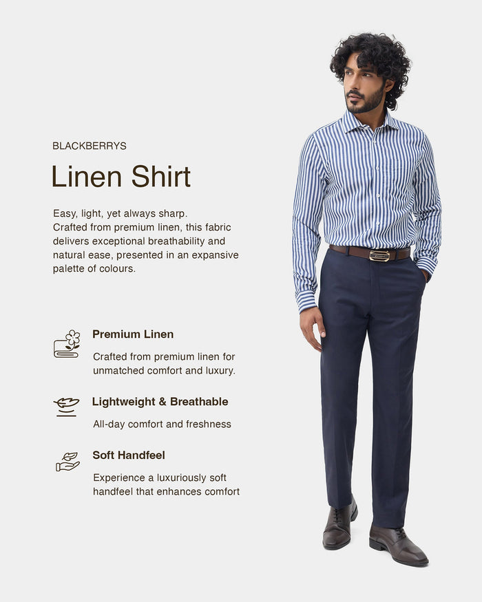 Blue Linen Stripe Shirt - Kylen