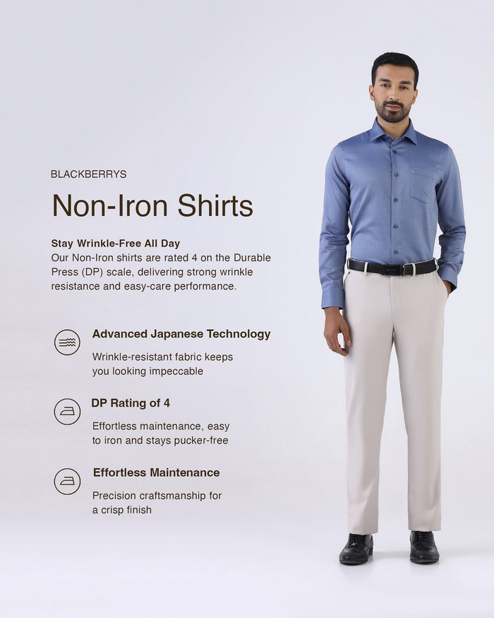 Blue Non Iron Textured Shirt - Ember