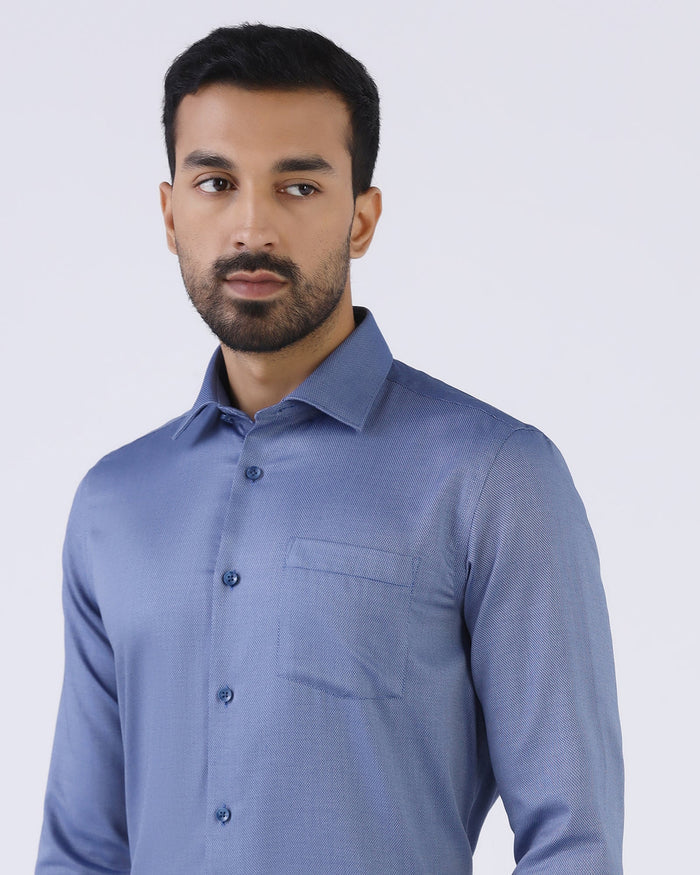 Blue Non Iron Textured Shirt - Ember