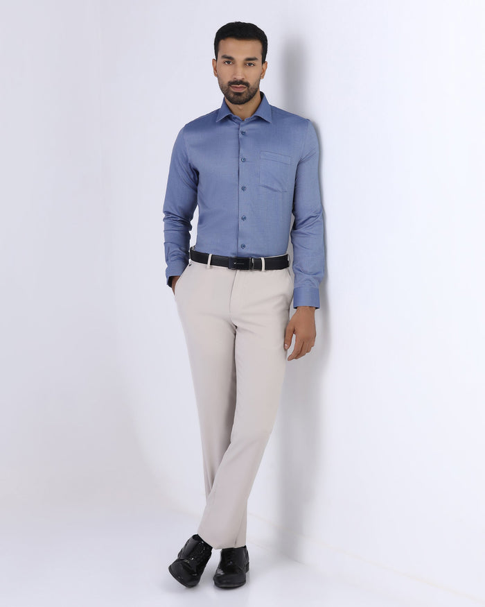 Blue Non Iron Textured Shirt - Ember