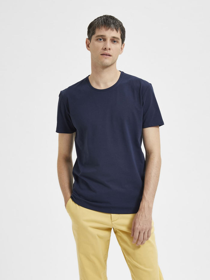 Blue Organic Cotton Crew Neck T-shirt